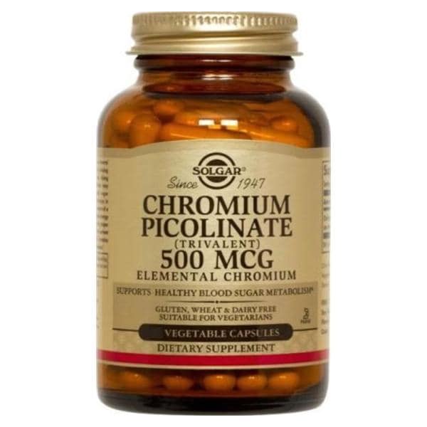 Chromium Picolinate Supplement Vegicaps Vegetarian/Kosher 500mcg 120/Bt