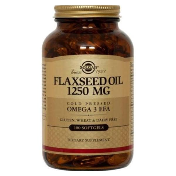 Flaxseed Oil Supplement Softgels 1250mg Organic Cold Pressed 100/bt