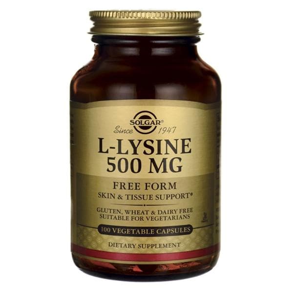 L-Lysine Adult Supplement Vegicaps Vegetarian/Kosher 500mg Free Form 100/Bt