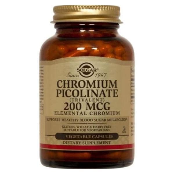 Chromium Picolinate Supplement Vegicaps Vegetarian/Kosher 200mcg 180/Bt