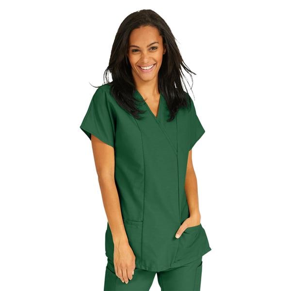 Scrub Shirt V-Neck Tunic 2 Pockets Short Sleeves X-Small Evergreen Ea