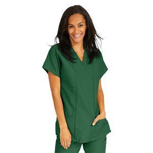 Scrub Shirt V-Neck Tunic 2 Pockets Short Sleeves 2X Large Evergreen Ea