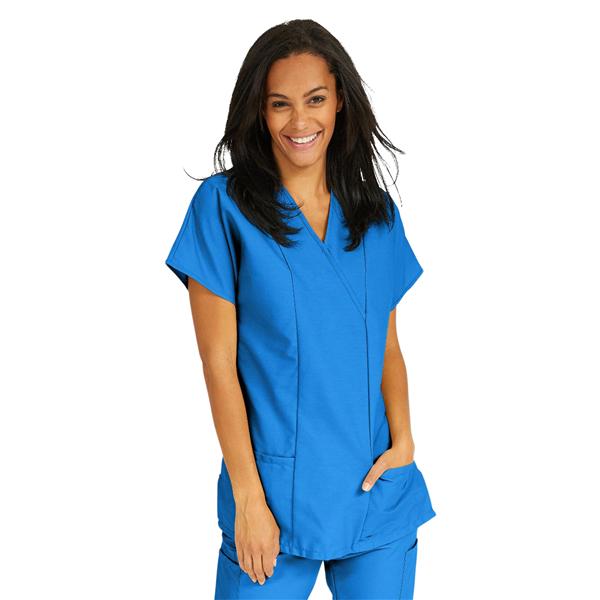 Scrub Shirt V-Neck Tunic 2 Pockets Short Sleeves 3X Large Royal Blue Ea