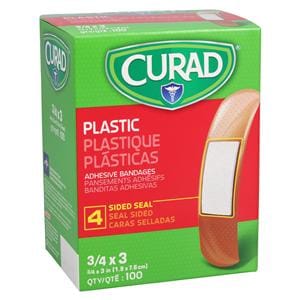 Curad Strip Bandage Plastic 3/4x3" Flesh Sterile 100/Bx