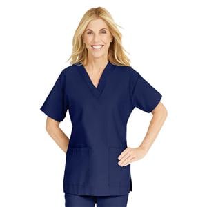 ComfortEase Scrub Shirt 2 Pockets Short Sleeves Large Midnight Blue Womens Ea