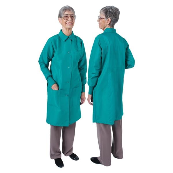 DenLine Protection Plus Lab Coat 3 Pkts Lng Tprd Slves 39" Medium Grn Womens Ea