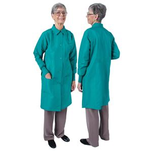 DenLine Protection Plus Lab Coat 3 Pkts Lng Tprd Slves 39" X-Large Grn Womens Ea