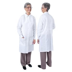 DenLine Protection Plus Lab Coat 3 Pkts Lng Tprd Slves 39" 2X Small Wt Womens Ea