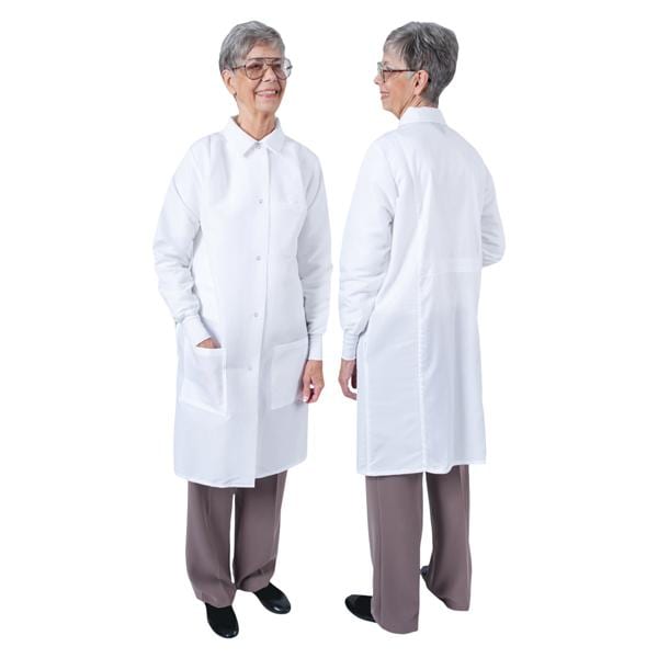 DenLine Protection Plus Lab Coat 3 Pkts Lng Tprd Slves 39" 5X Large Wt Womens Ea