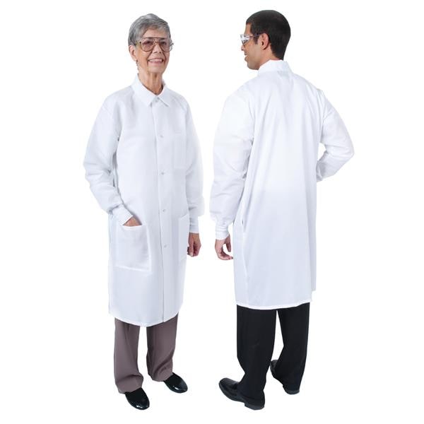 DenLine Protection Plus Long Coat 3 Pkts Long Tapered Sleeves 41 in Large Wht Ea