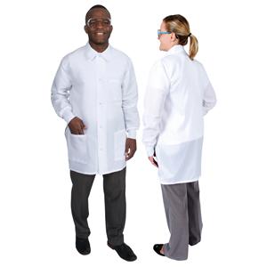 DenLine Protection Plus Mid-Length Jacket 3 Pockets 34 in Small White Unisex Ea