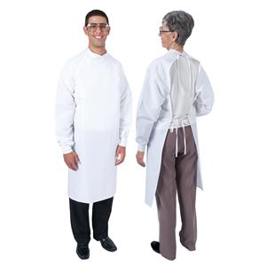 DenLine Protection Plus Opn Bck Gown 99% Plystr / 1% Crbn Adlt Med Wht Reusbl Ea