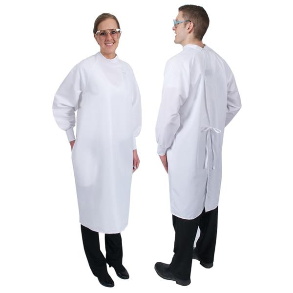 DenLine Protection Plus Clsd Bck Gown 99% Plystr / 1% Crbn Adlt Sm Wht Reusbl Ea