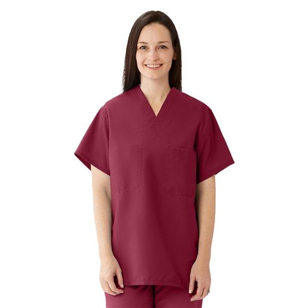 Scrub Shirt 1 Pocket Set-In Sleeves X-Large Wine Unisex Ea