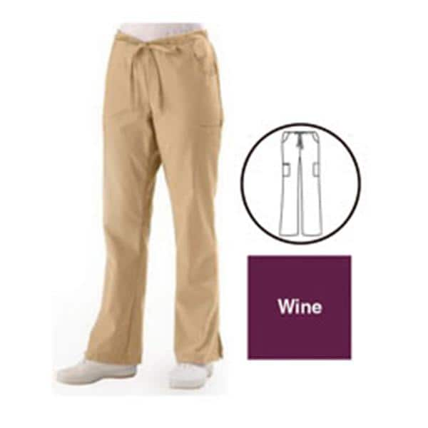 ComfortEase Scrub Pant 5 Pockets 3X Large Wine Unisex Ea