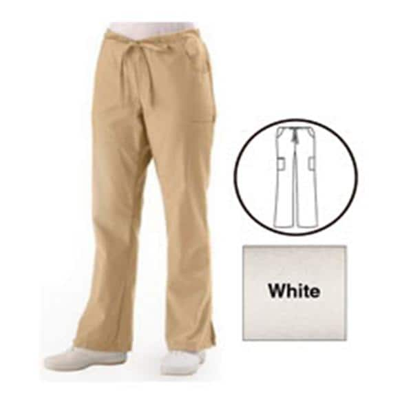 ComfortEase Scrub Pant 5 Pockets Large White Unisex Ea