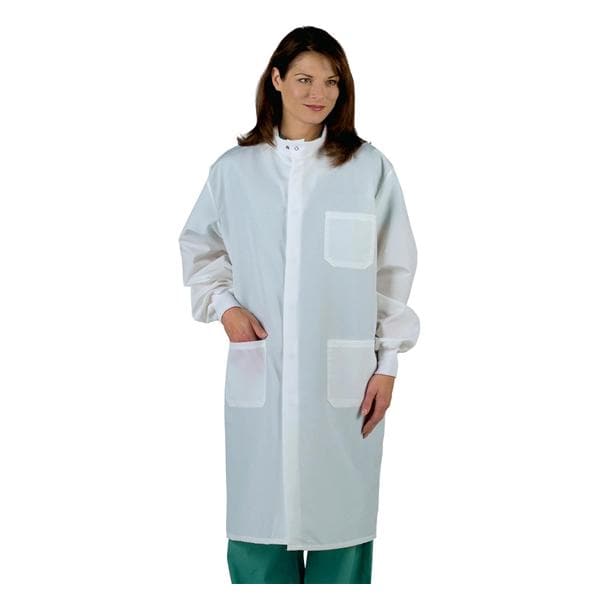 ASEP Barrier Lab Coat 3 Pockets Long Sleeves Medium White Unisex Ea