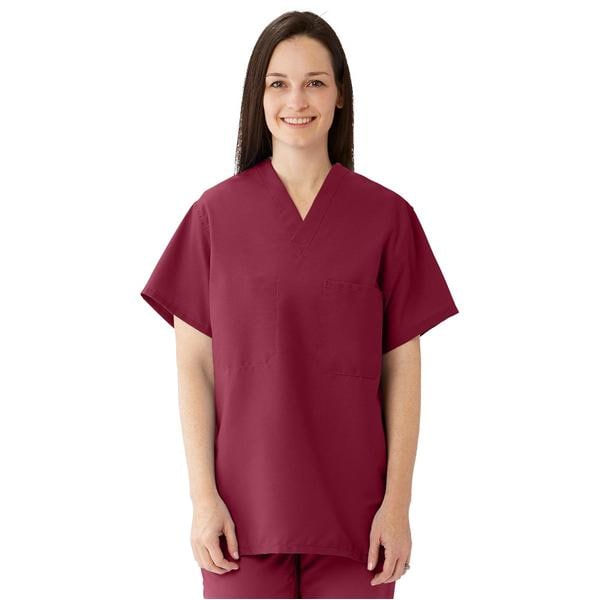 Scrub Shirt 65% Plstr/35% Ctn 1 Pocket Set-In Sleeves Medium Wine Unisex Ea