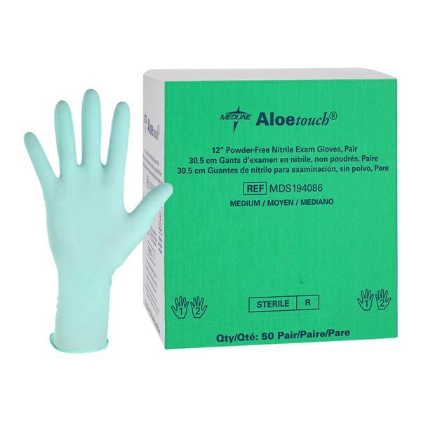 Aloetouch Nitrile Exam Gloves Medium Green Sterile