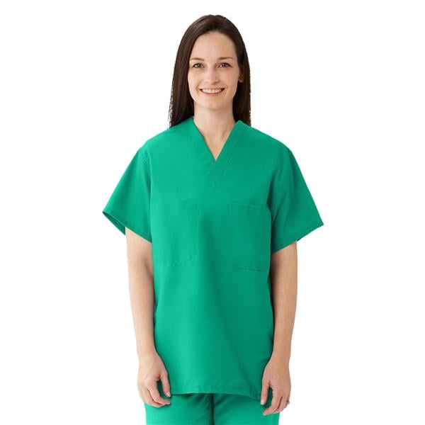 Scrub Shirt V-Neck 2 Pockets Medium Jade Green Unisex Ea