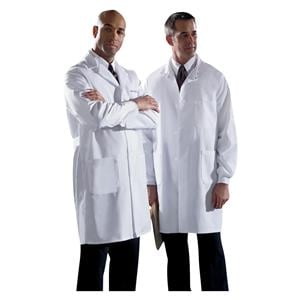 Lab Coat 3 Pockets Long Sleeves 39 in White Mens Ea