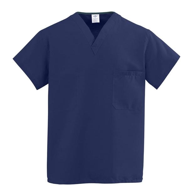 Scrub Shirt 65% Plstr/35% Ctn 1 Pocket Set-In Sleeves Medium Mdnght Bl Unisex Ea