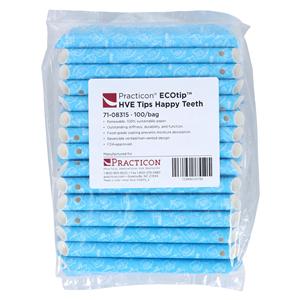 ECOtip HVE Tips Vented Happy Teeth 100/Bg, 10 BG/CA