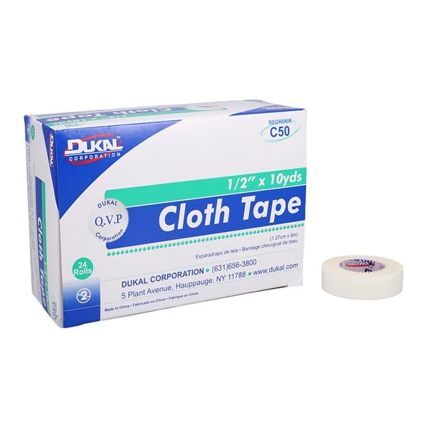 Surgical Tape Cloth .5"x10yd White Non-Sterile 24/Bx