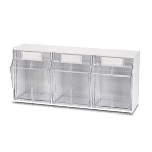 3-Bin Interlocking Tilt Storage White Ea