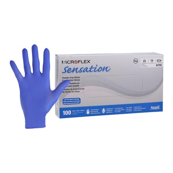 Sensation Nitrile Exam Gloves X-Small Blue Non-Sterile, 10 BX/CA