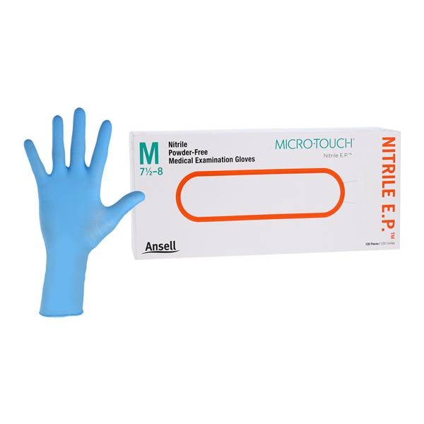 MICRO-TOUCH EP Nitrile Exam Gloves Medium Extended Blue Non-Sterile, 10 BX/CA