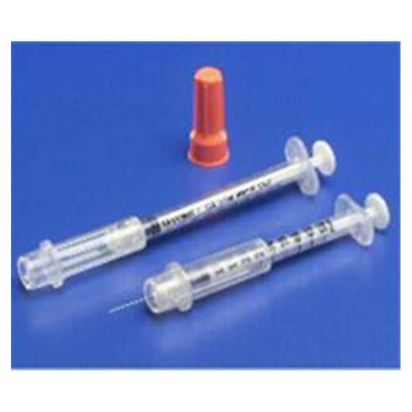 Monoject Insulin Syringe/Needle 29gx1/2" 1cc Orange Safety No Dead Space 100/Bx