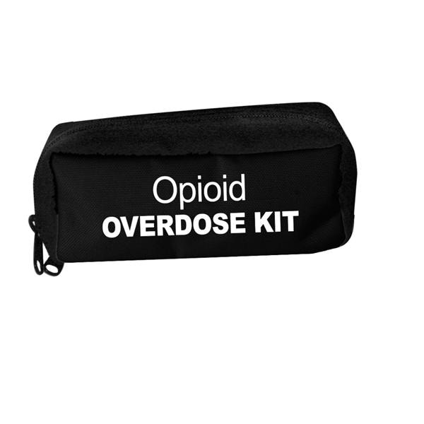 Narcan Opiod Overdose Bag 7.5x2x3.5" Black Zipper Closure No Handle