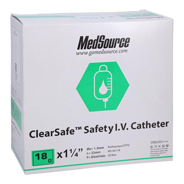 ClearSafe IV Catheter Safety 18 Gauge 1-1/4" 50/Bx