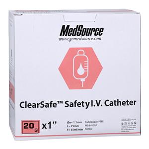 ClearSafe IV Catheter Safety 20 Gauge 1" 50/Bx