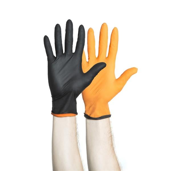 Black-Fire Nitrile Exam Gloves X-Small Black / Orange Non-Sterile
