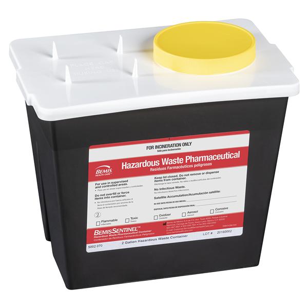 RCRA Hazardous Waste Container 2gal Blk 9x11.6x7.75" Ld/Pst Scrw Cp Plstc 30/Ca