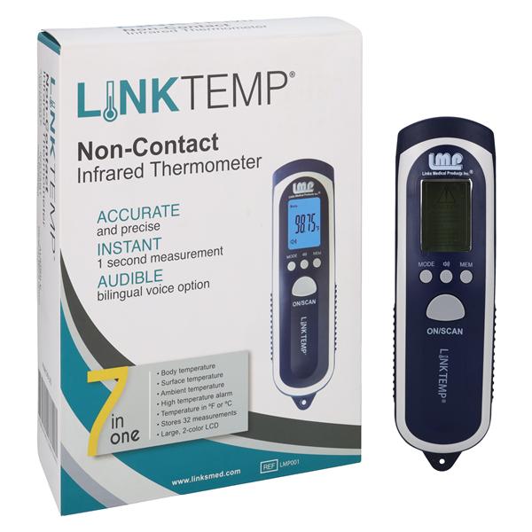 LinkTemp Non-Contact Infrared Thermometer Forehead Battery Operated Ea