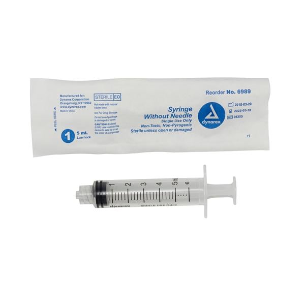 Luer Lock Syringe 5cc Transparent Low Dead Space 100/Bx, 10 BX/CA