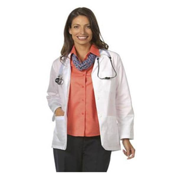 Lab Jacket 3 Pockets Long Sleeves Large White Womens Ea