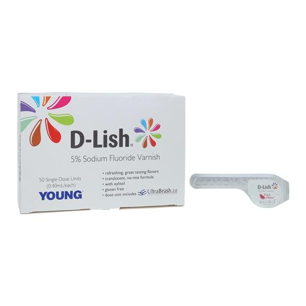 D-Lish Fluoride Varnish Unit Dose 5% NaF 0.4 mL Fresh Melon 50/Bx