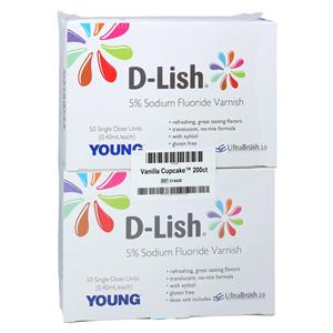 D-Lish Fluoride Varnish Bulk Package 5% NaF 0.4 mL Vanilla Cupcake 200/Bx