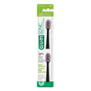 GUM Sonic Brush Heads Refill Black 2/Package 4/Pk