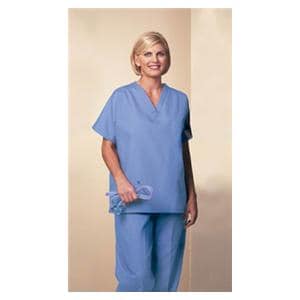 Fashion Seal Scrub Shirt V-Neck Short Sleeves 3X Large Ceil Blue Unisex Ea