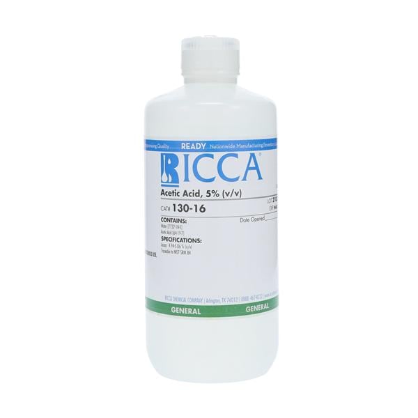 Acetic Acid Chemical 5% 500mL Ea