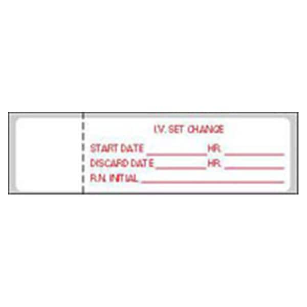 Label Paper I.V. Set Change White 3/4x3" 1000/BX