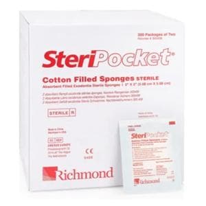 Steripocket Cotton Gauze Sponge 2x2" 4 Ply Sterile