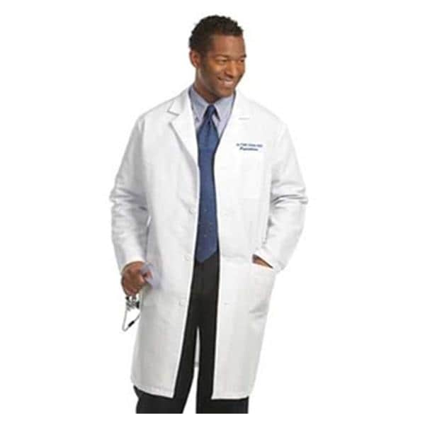 Lab Coat 3 Pockets Long Sleeves 41 in White Mens Ea