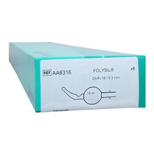 Cysto-Care Folysil Tiemann Catheter Foley 16Fr 15cc Coude Tip 2-Way 5/Bx