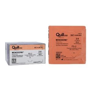 Quill Monoderm Suture 2-0 30cm Polyglecaprone Monofilament C6 Clear 12/Bx